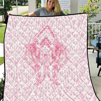 Aotearoa Kowhaiwhai Poutama Pink Motif Quilt LT9 Pink - Polynesian Pride
