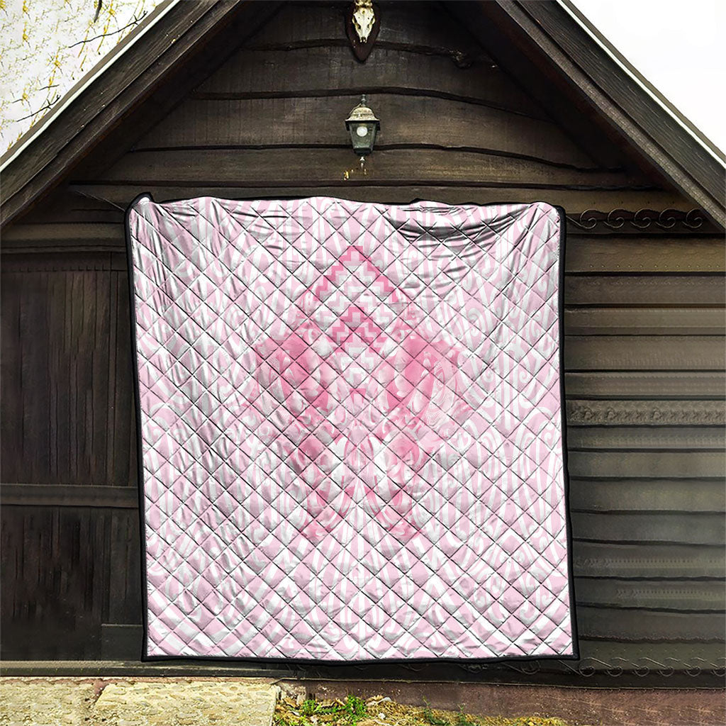 Aotearoa Kowhaiwhai Poutama Pink Motif Quilt LT9 - Polynesian Pride