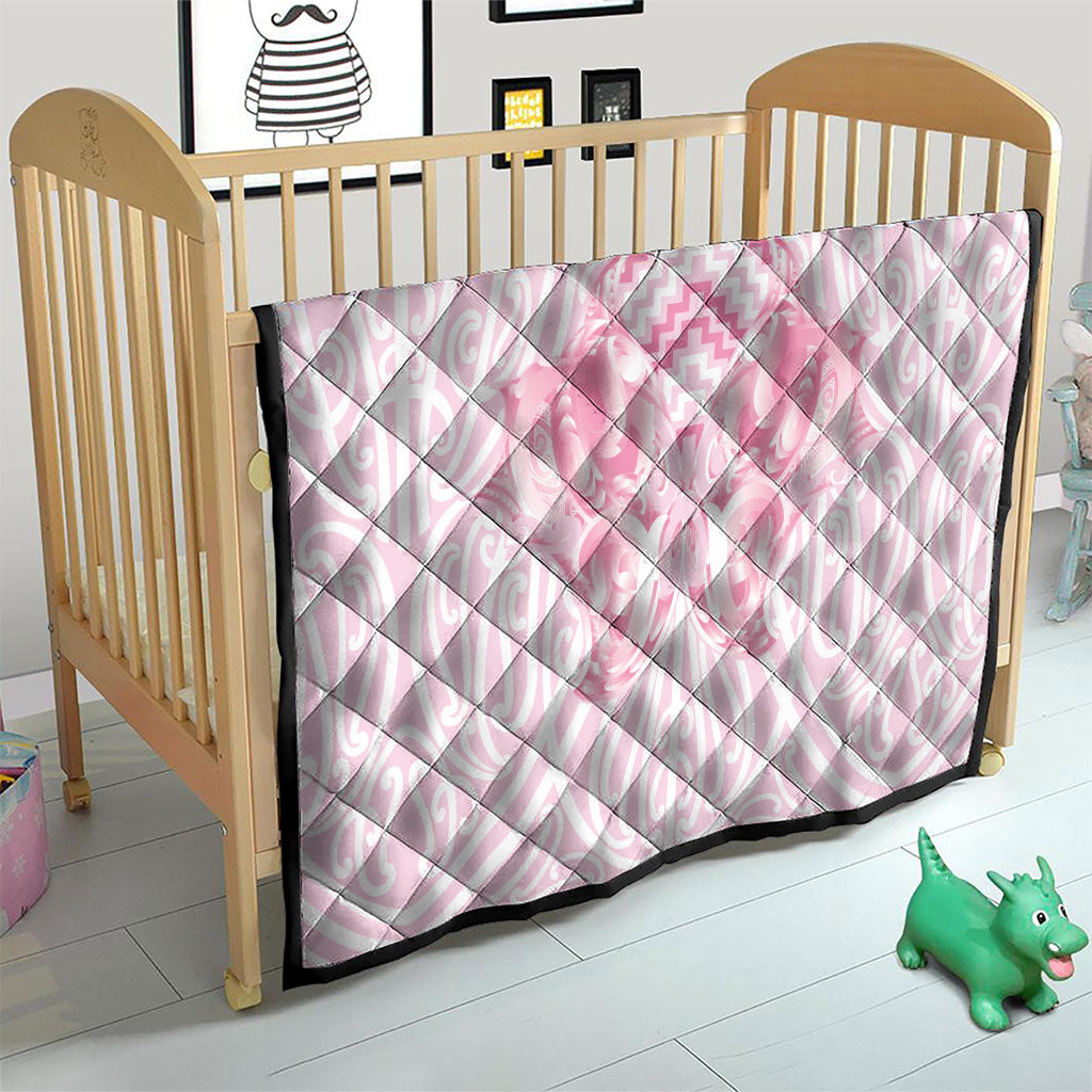 Aotearoa Kowhaiwhai Poutama Pink Motif Quilt LT9 - Polynesian Pride