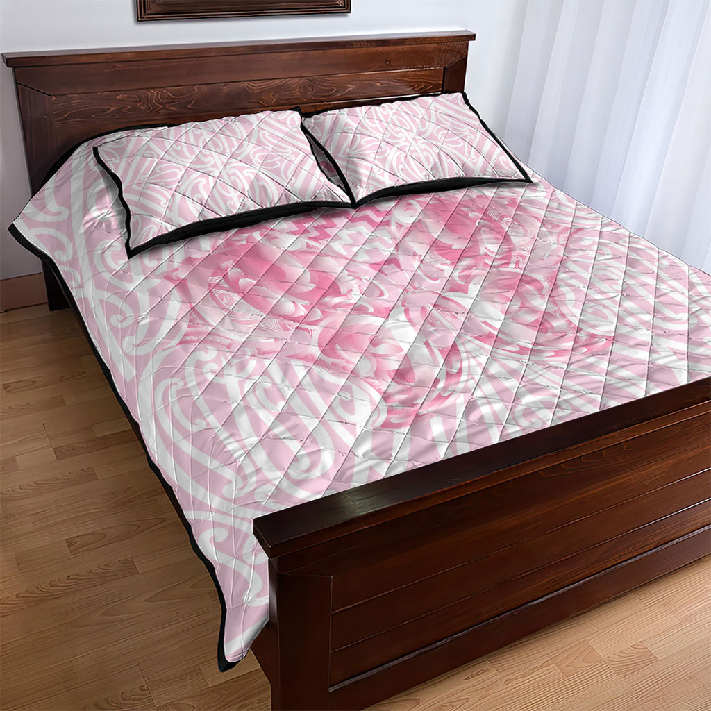 Aotearoa Kowhaiwhai Poutama Pink Motif Quilt Bed Set LT9 - Polynesian Pride