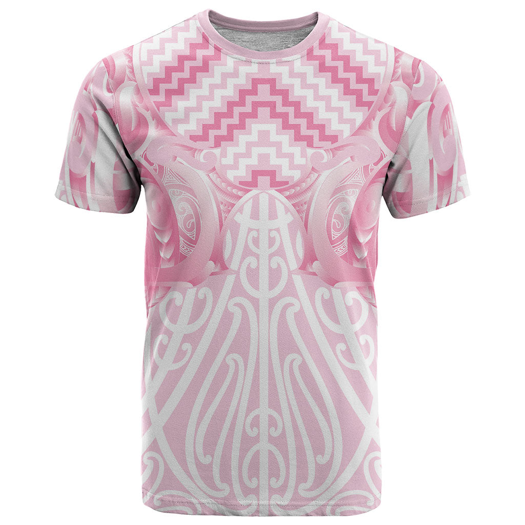 Aotearoa Kowhaiwhai Poutama Pink Motif T Shirt LT9 Pink - Polynesian Pride