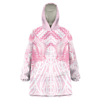 Aotearoa Kowhaiwhai Poutama Pink Motif Wearable Blanket Hoodie LT9 One Size Pink - Polynesian Pride