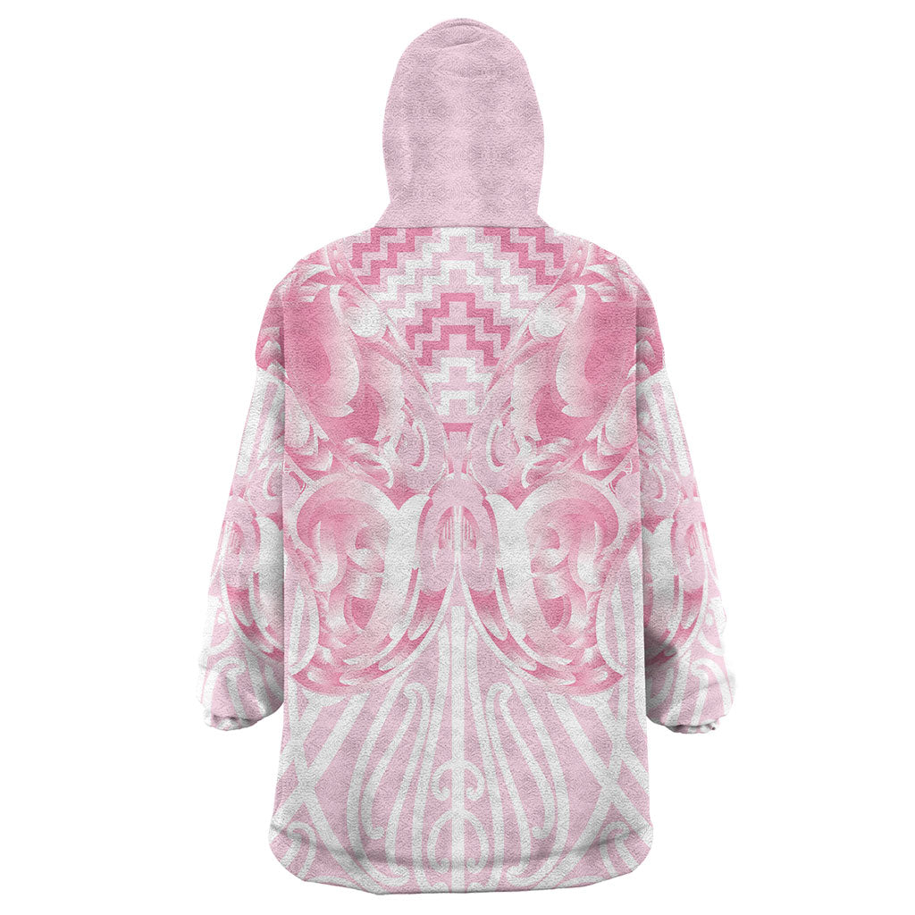 Aotearoa Kowhaiwhai Poutama Pink Motif Wearable Blanket Hoodie LT9 - Polynesian Pride
