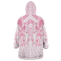 Aotearoa Kowhaiwhai Poutama Pink Motif Wearable Blanket Hoodie LT9 - Polynesian Pride