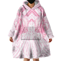 Aotearoa Kowhaiwhai Poutama Pink Motif Wearable Blanket Hoodie LT9 - Polynesian Pride