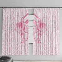 Aotearoa Kowhaiwhai Poutama Pink Motif Window Curtain LT9 With Hooks Pink - Polynesian Pride