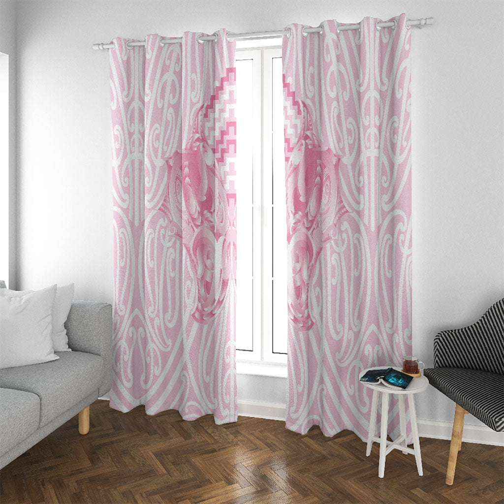 Aotearoa Kowhaiwhai Poutama Pink Motif Window Curtain LT9 With Grommets Pink - Polynesian Pride