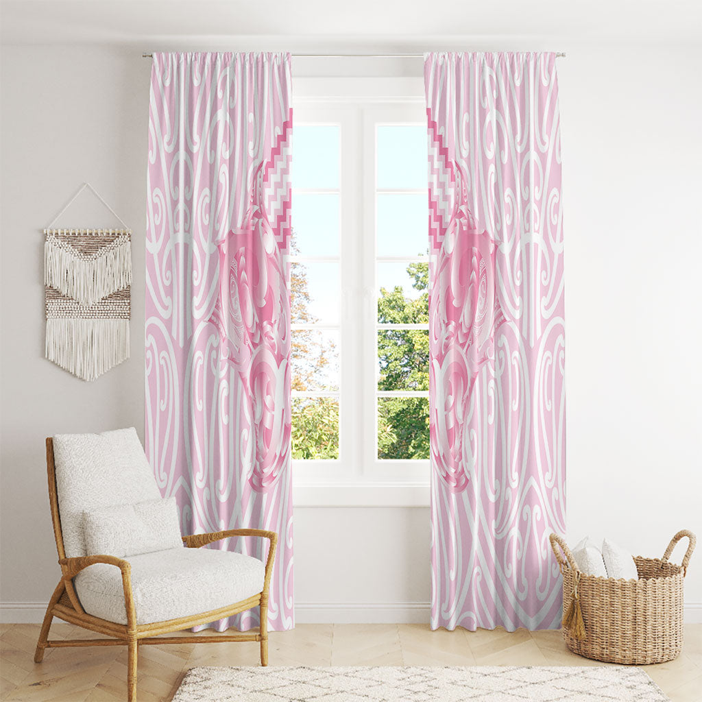 Aotearoa Kowhaiwhai Poutama Pink Motif Window Curtain LT9 - Polynesian Pride