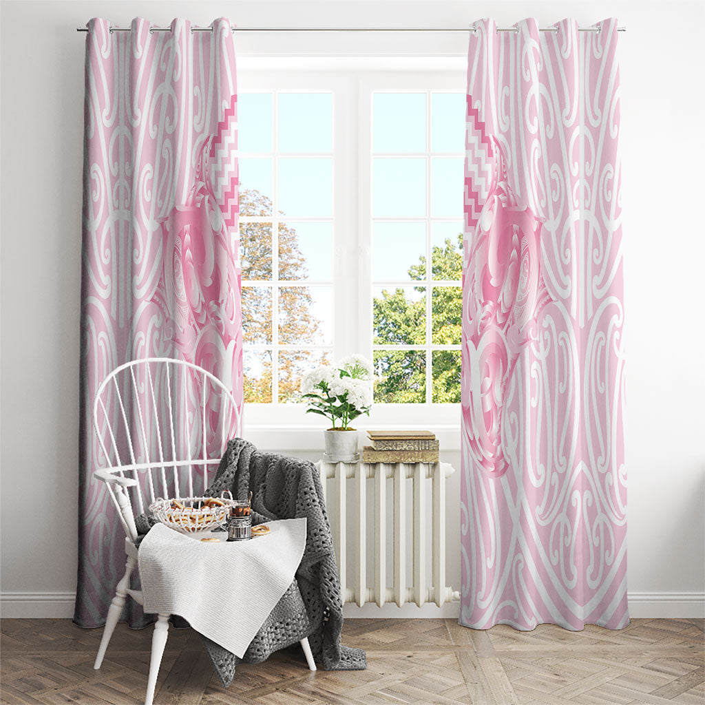 Aotearoa Kowhaiwhai Poutama Pink Motif Window Curtain LT9 - Polynesian Pride