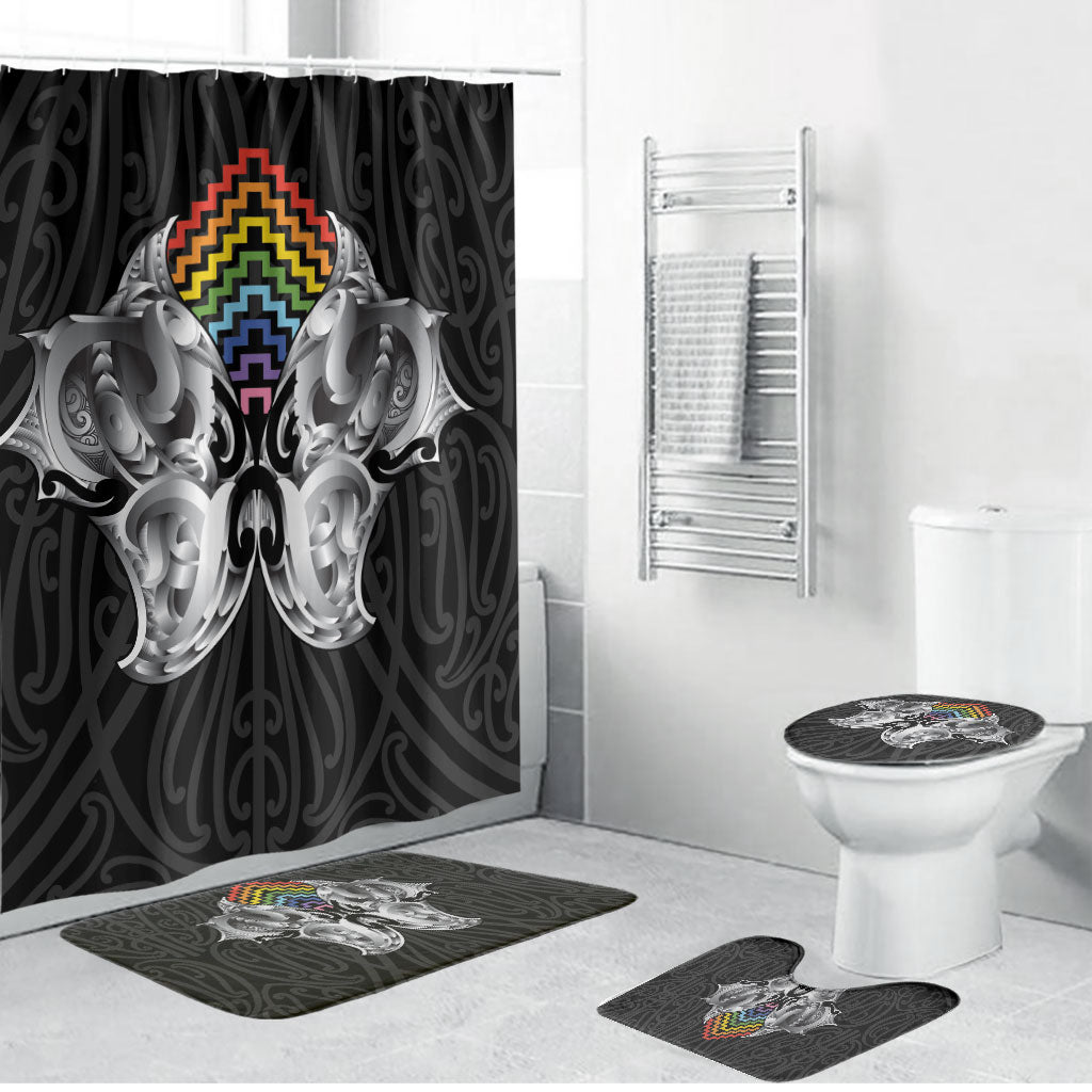 Aotearoa Kowhaiwhai Poutama Rainbow Motif Bathroom Set LT9 Bathroom Set (4 pcs) Rainbow - Polynesian Pride