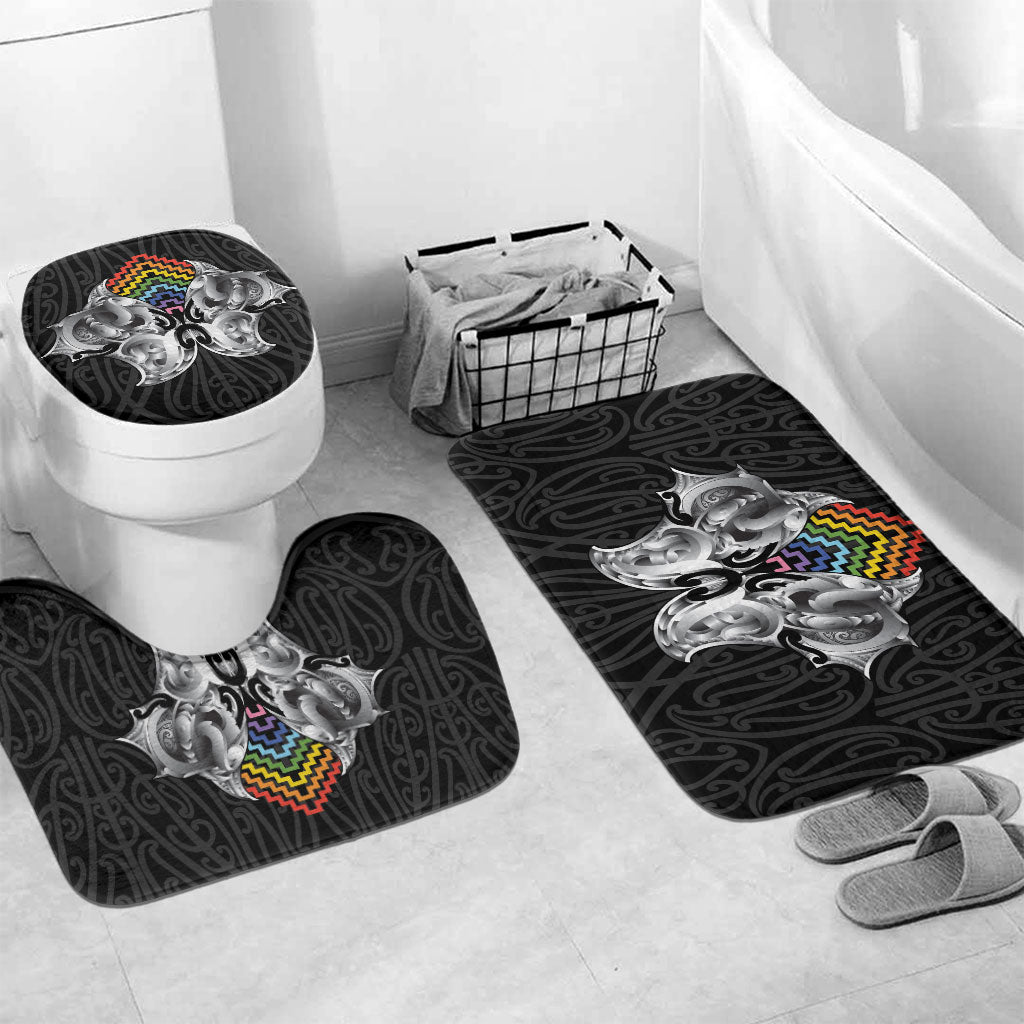 Aotearoa Kowhaiwhai Poutama Rainbow Motif Bathroom Set LT9 Mat Set Only (3 pcs) One Size Rainbow - Polynesian Pride