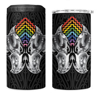 Aotearoa Kowhaiwhai Poutama Rainbow Motif 4 in 1 Can Cooler Tumbler LT9 One Size: 16 oz Rainbow - Polynesian Pride