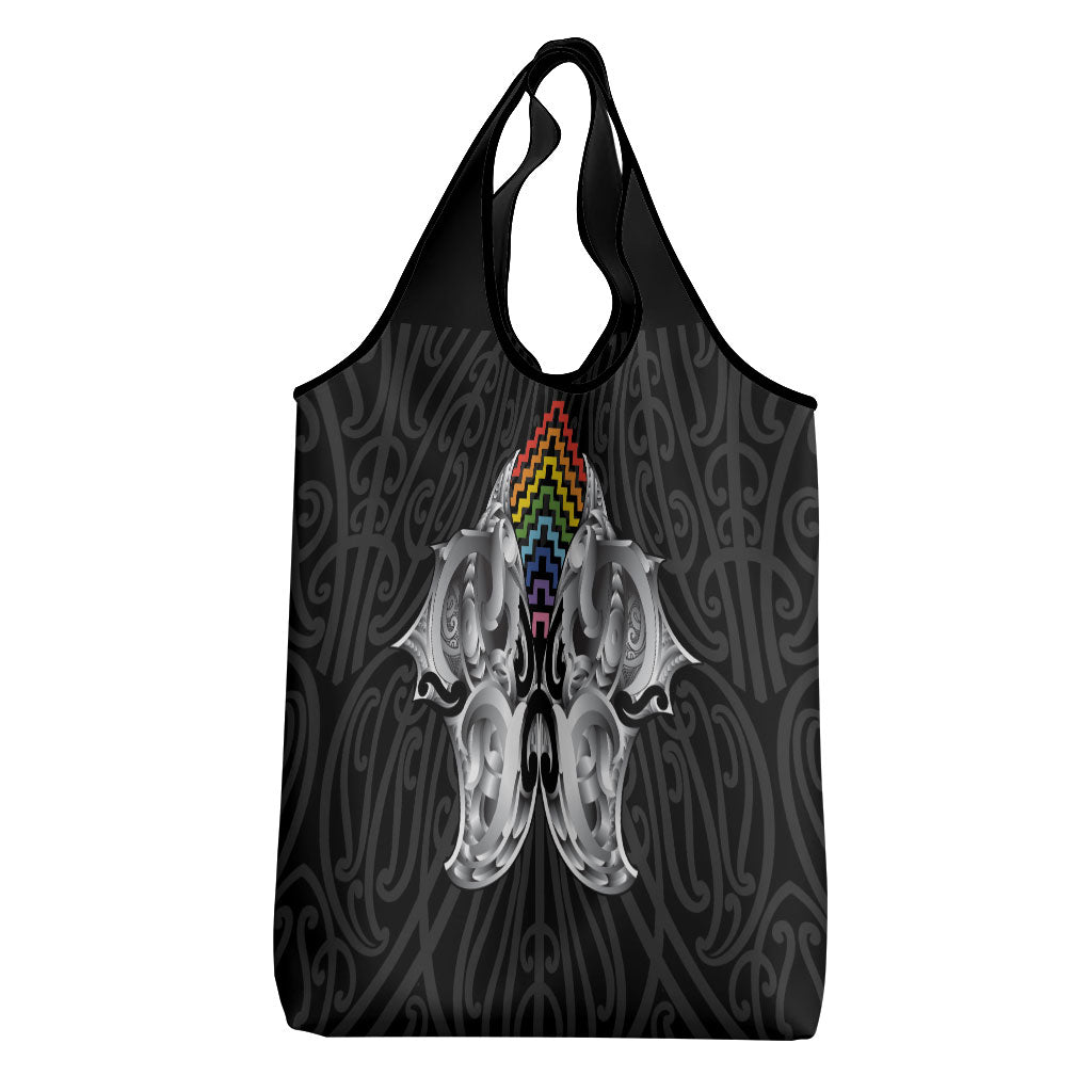 Aotearoa Kowhaiwhai Poutama Rainbow Motif Grocery Bag LT9 - Polynesian Pride