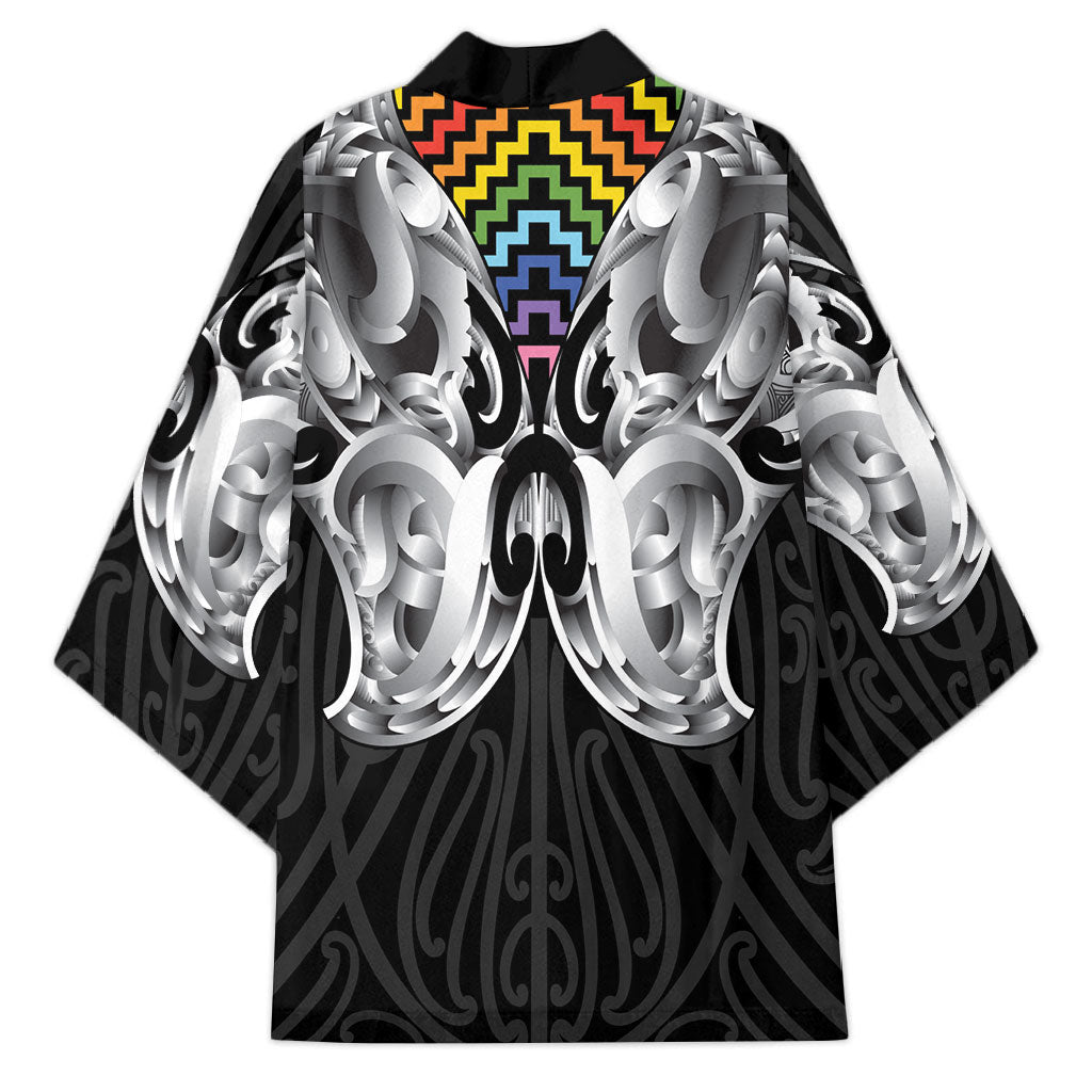 Aotearoa Kowhaiwhai Poutama Rainbow Motif Kimono LT9 - Polynesian Pride