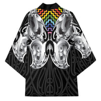 Aotearoa Kowhaiwhai Poutama Rainbow Motif Kimono LT9 - Polynesian Pride