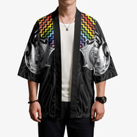 Aotearoa Kowhaiwhai Poutama Rainbow Motif Kimono LT9 - Polynesian Pride