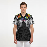 Aotearoa Kowhaiwhai Poutama Rainbow Motif Scrub Top LT9 - Polynesian Pride