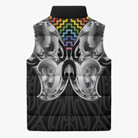 Aotearoa Kowhaiwhai Poutama Rainbow Motif Sleeveless Puffer Jacket LT9 - Polynesian Pride