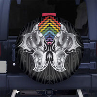 Aotearoa Kowhaiwhai Poutama Rainbow Motif Spare Tire Cover LT9 No hole Rainbow - Polynesian Pride