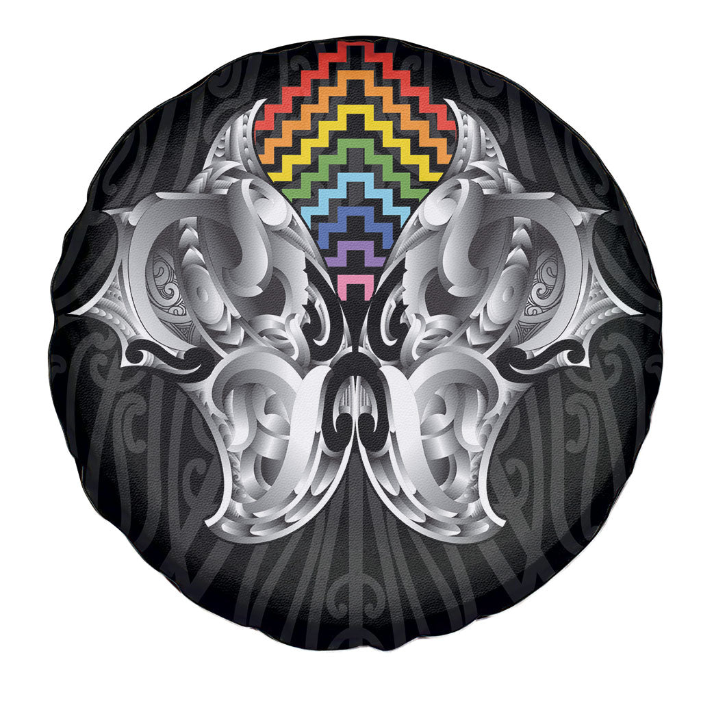 Aotearoa Kowhaiwhai Poutama Rainbow Motif Spare Tire Cover LT9 - Polynesian Pride