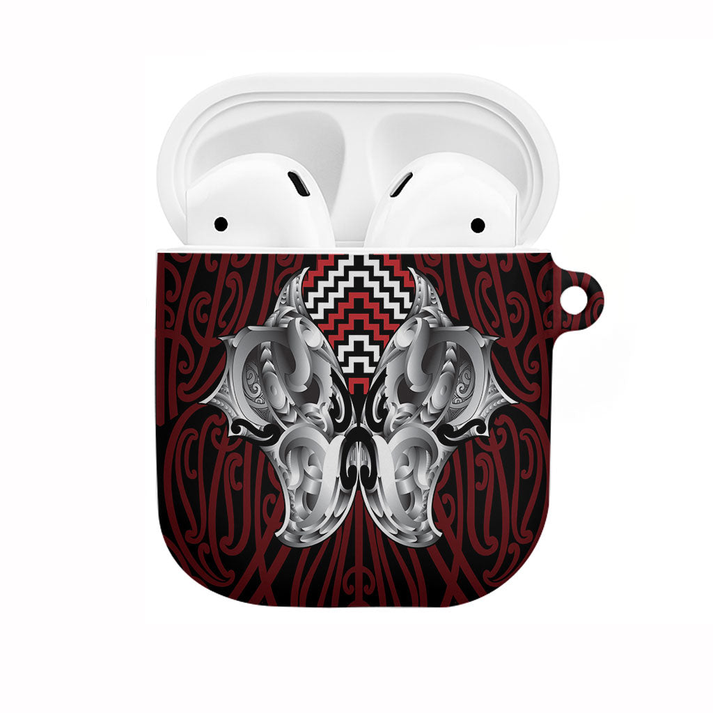 Aotearoa Kowhaiwhai Poutama Red Motif AirPods Case LT9 Red - Polynesian Pride