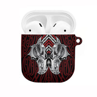 Aotearoa Kowhaiwhai Poutama Red Motif AirPods Case LT9 Red - Polynesian Pride