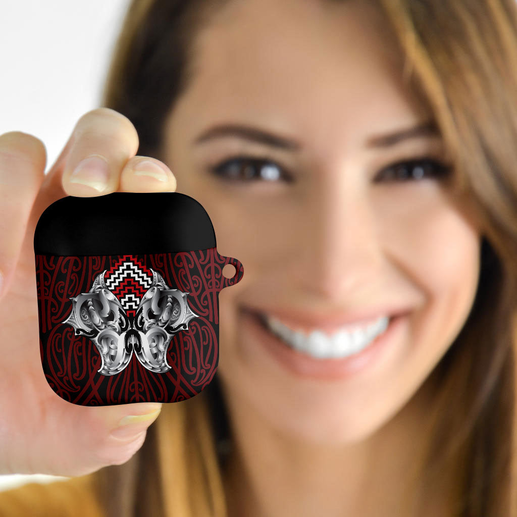 Aotearoa Kowhaiwhai Poutama Red Motif AirPods Case LT9 - Polynesian Pride