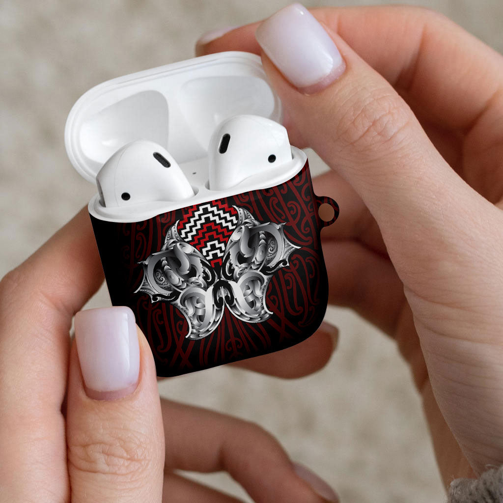 Aotearoa Kowhaiwhai Poutama Red Motif AirPods Case LT9 - Polynesian Pride