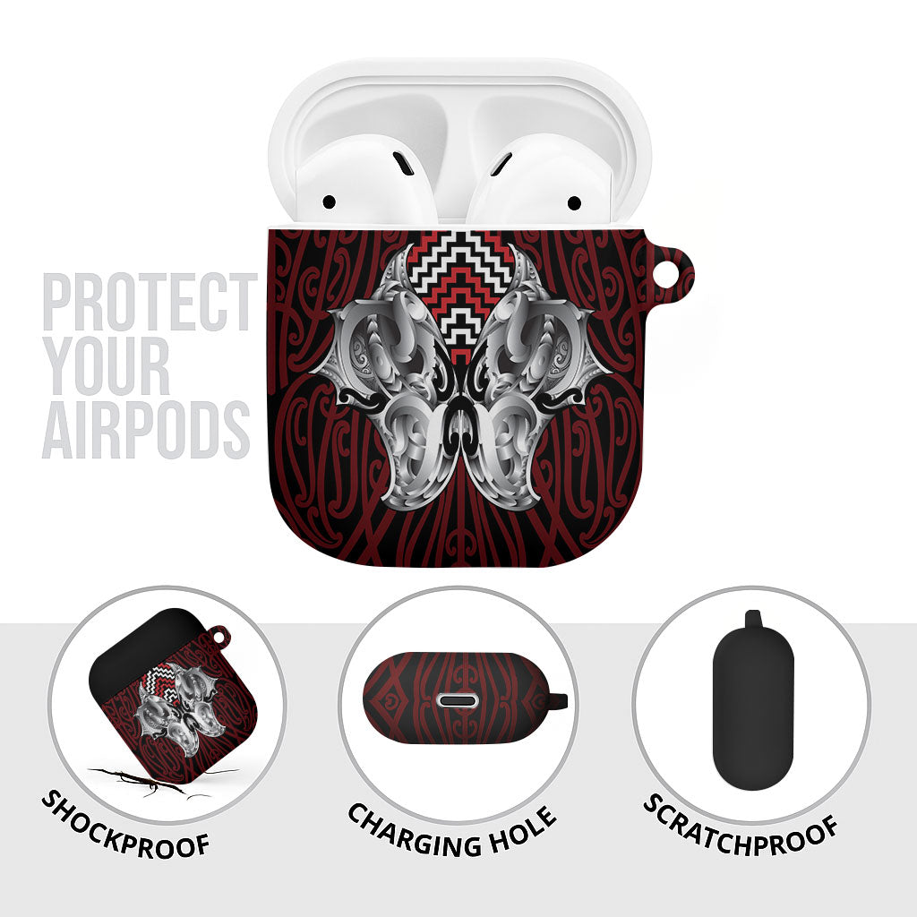 Aotearoa Kowhaiwhai Poutama Red Motif AirPods Case LT9 - Polynesian Pride