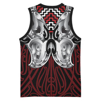 Aotearoa Kowhaiwhai Poutama Red Motif Basketball Jersey LT9 - Polynesian Pride