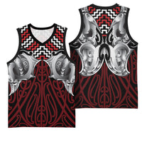 Aotearoa Kowhaiwhai Poutama Red Motif Basketball Jersey LT9 - Polynesian Pride