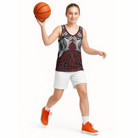 Aotearoa Kowhaiwhai Poutama Red Motif Basketball Jersey LT9 - Polynesian Pride