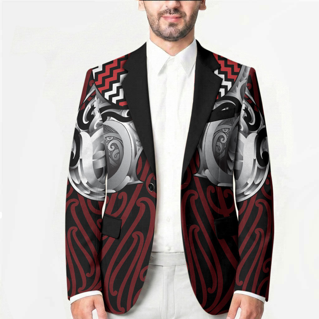 Aotearoa Kowhaiwhai Poutama Red Motif Blazer