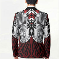 Aotearoa Kowhaiwhai Poutama Red Motif Blazer