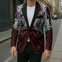 Aotearoa Kowhaiwhai Poutama Red Motif Blazer