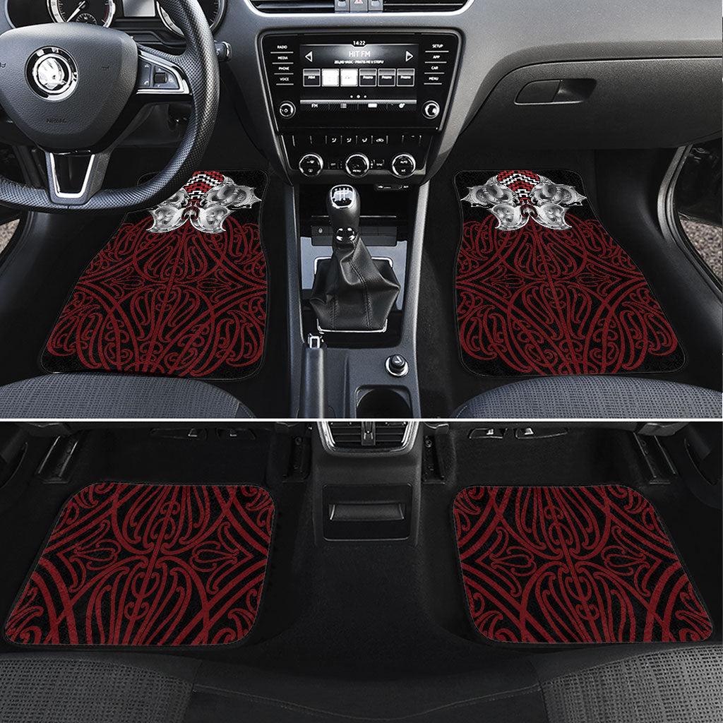 Aotearoa Kowhaiwhai Poutama Red Motif Car Mats LT9 Set 4pcs Red - Polynesian Pride