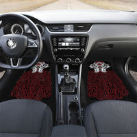 Aotearoa Kowhaiwhai Poutama Red Motif Car Mats LT9 Set 2pcs - Front Red - Polynesian Pride