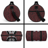 Aotearoa Kowhaiwhai Poutama Red Motif Duffle Bag LT9 - Polynesian Pride