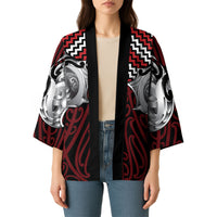 Aotearoa Kowhaiwhai Poutama Red Motif Kimono LT9 - Polynesian Pride