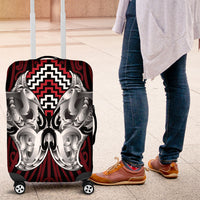 Aotearoa Kowhaiwhai Poutama Red Motif Luggage Cover LT9 Red - Polynesian Pride