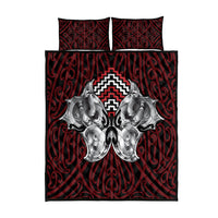 Aotearoa Kowhaiwhai Poutama Red Motif Quilt Bed Set LT9 - Polynesian Pride