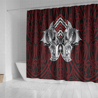 Aotearoa Kowhaiwhai Poutama Red Motif Shower Curtain LT9 - Polynesian Pride
