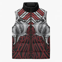 Aotearoa Kowhaiwhai Poutama Red Motif Sleeveless Puffer Jacket LT9 Unisex Red - Polynesian Pride