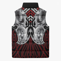 Aotearoa Kowhaiwhai Poutama Red Motif Sleeveless Puffer Jacket LT9 - Polynesian Pride