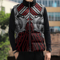 Aotearoa Kowhaiwhai Poutama Red Motif Sleeveless Puffer Jacket LT9 - Polynesian Pride