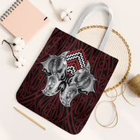 Aotearoa Kowhaiwhai Poutama Red Motif Tote Bag LT9 White Strap One Size Red - Polynesian Pride