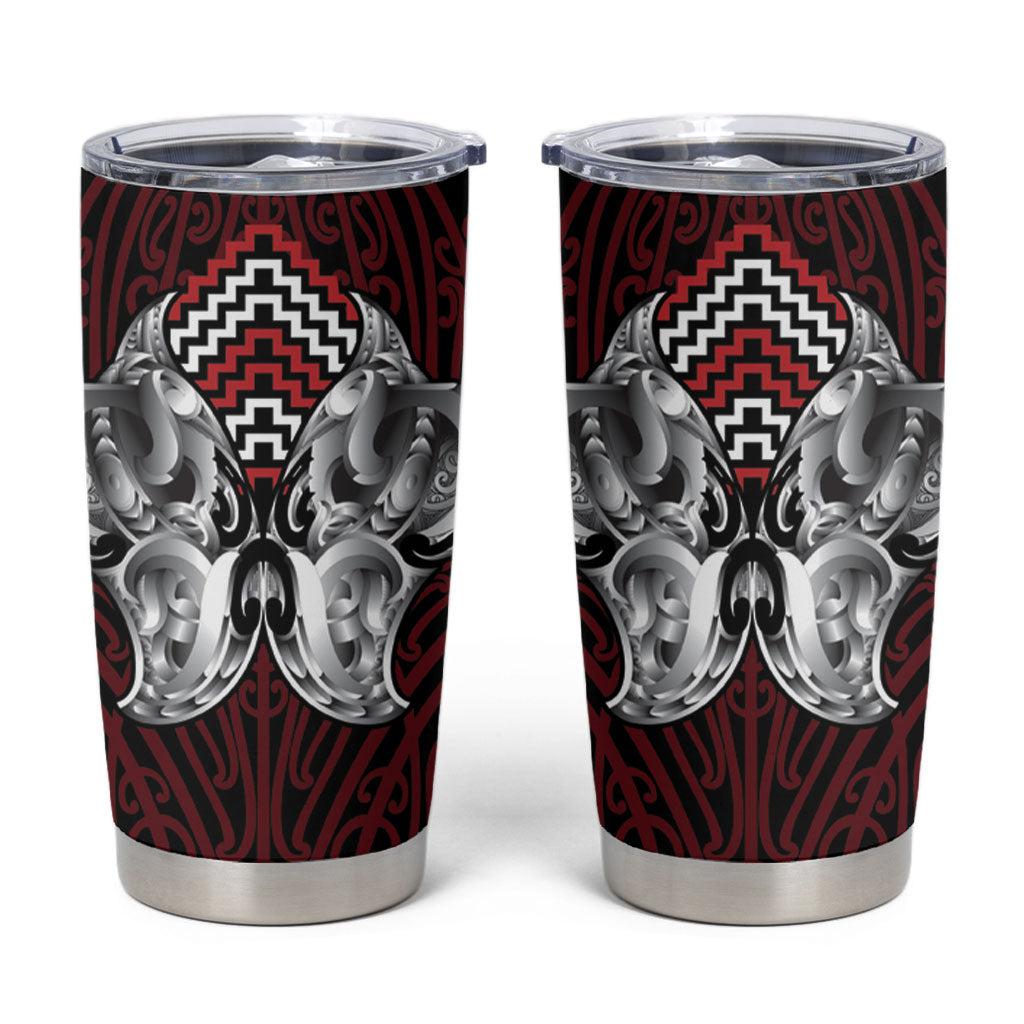 Aotearoa Kowhaiwhai Poutama Red Motif Tumbler Cup LT9 Red - Polynesian Pride