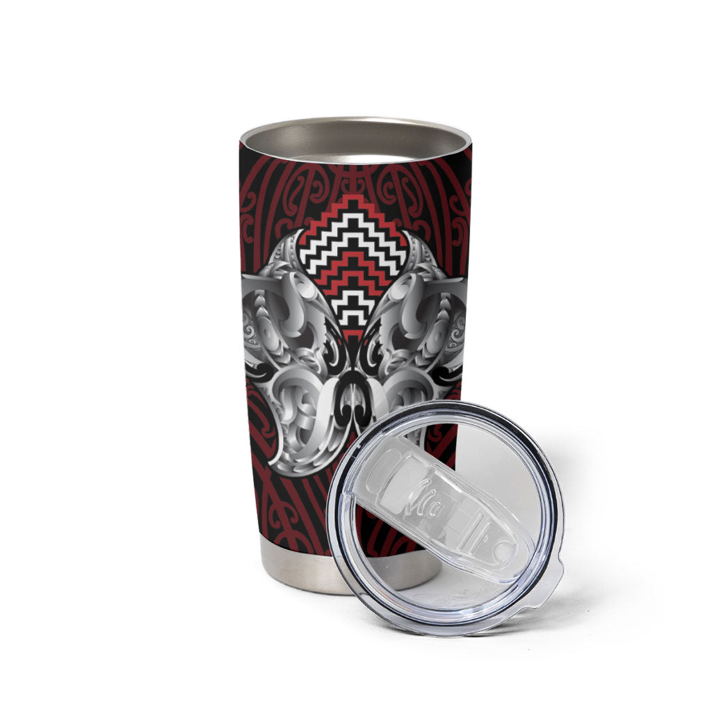 Aotearoa Kowhaiwhai Poutama Red Motif Tumbler Cup LT9 - Polynesian Pride