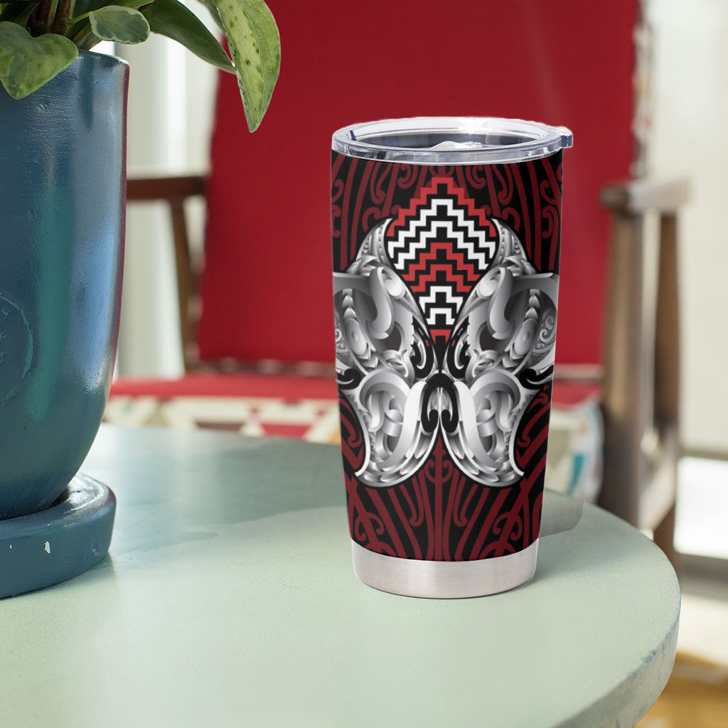 Aotearoa Kowhaiwhai Poutama Red Motif Tumbler Cup LT9 - Polynesian Pride