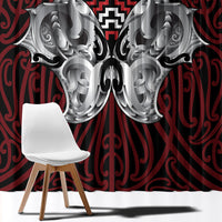 Aotearoa Kowhaiwhai Poutama Red Motif Window Curtain LT9 - Polynesian Pride